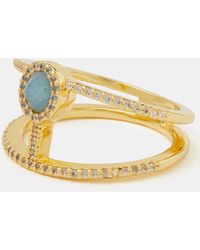 Accessorize - 14Ct-Plated Light Sapphire Double Band Ring - Lyst
