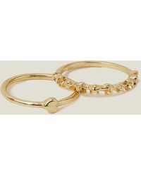 Accessorize - Women's Gold 2 Pack Of Star And Moon Rings - Lyst
