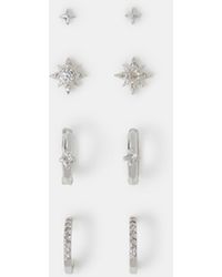 Accessorize - 4-Pack Sterling-Plated Celestial Stud & Hoop Earrings - Lyst