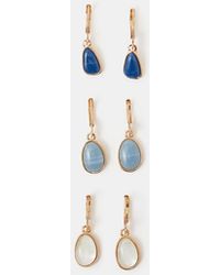 Accessorize - 3-Pack Mother Of Pearl Stone Huggie Hoop Earrings - Lyst