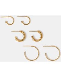 Accessorize - 3-Pack Stainless Steel Mix Hoop Earrings - Lyst
