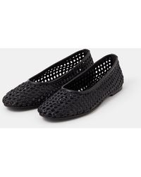Accessorize - Walking Shoes Casual Round-Toe Leather Woven Ballet Flats - Lyst