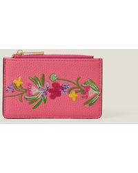 Accessorize - Women's Red Embroidered Card Holder - Lyst