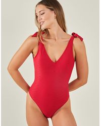 Accessorize - Women's Textured Tie Swimsuit Red - Lyst