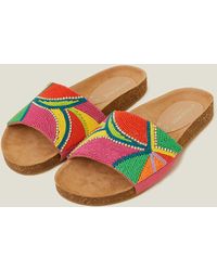 Accessorize - Women's Brights Multi Beaded Geometric Cork Footbed Sandals - Lyst