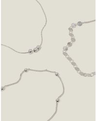 Accessorize - Women's Silver 3-pack Mini Disc Anklets - Lyst