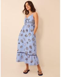 Accessorize - Cotton Shell Print Midi Dress - Lyst
