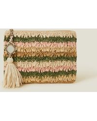 Accessorize - Brown/pink/green Raffia Clutch Bag - Lyst