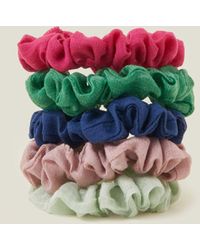 Accessorize - Women's Pink/green/navy 5-pack Scrunchies - Lyst