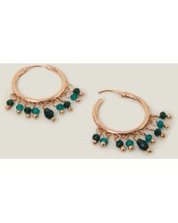 Accessorize - Green Beaded Mini Hoop Earrings - Lyst