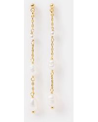 Accessorize - 14Ct-Plated Pearl Chain Drop Earrings - Lyst