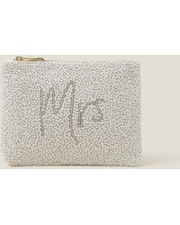 Accessorize - Women's White Embellished Cotton "mrs" Bridal Pouch - Lyst