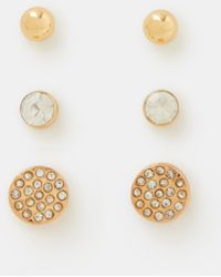 Accessorize - 3-Pack Pavé Stud Earrings - Lyst