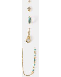 Accessorize - 5-Pack 14Ct-Plated Stone Stud & Hoop Earrings - Lyst