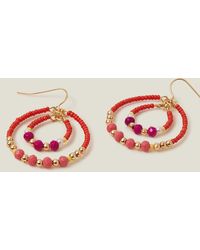 Accessorize - Women's Red/gold Small Double Hoop Earrings - Lyst