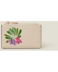Accessorize - Women's Red Floral Embroidered Card Holder - Lyst