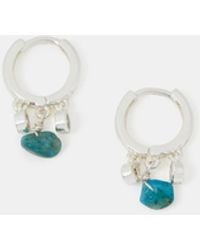 Accessorize - Sterling-Plated Stone Drop Huggie Hoop Earrings - Lyst