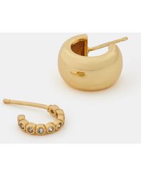 Accessorize - 2-Pack 14Ct-Plated Chunky Hoop Earrings - Lyst