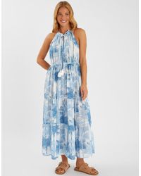 Palm Printed Halterneck Maxi Dress main image 0