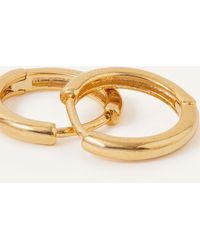 Accessorize - Women's 14ct Gold-plated Brass Plain Huggie Hoop Earrings - Lyst
