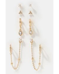 Accessorize - 4-Pack Stone Stud & Chain Hoop Earrings - Lyst