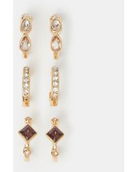 Accessorize - 3-Pack Gem Hoop Earrings - Lyst