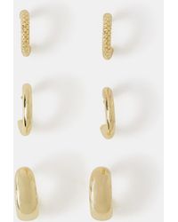 Accessorize - 3-Pack 14Ct-Plated Chunky Huggie Hoop Earrings - Lyst