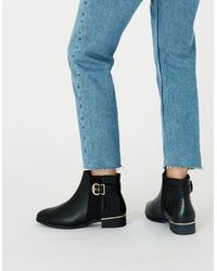 accessorize flat leather studded trim boot
