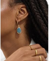 Accessorize - Gemstone Drop Hoop Earrings - Lyst