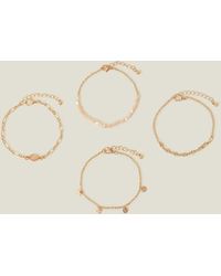 Accessorize - Women's Gold 4-pack Pearl Chain Clasp Bracelets - Lyst