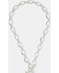 Accessorize - Sterling-Plated Knot Chain T-Bar Necklace - Lyst