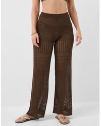 Accessorize - Wide Leg Loose Fit Regular Trousers Crochet Knit, Dark - Lyst