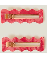 Accessorize - Women's Pink 2-pack Wavy Hair Clips - Lyst