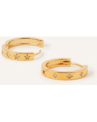 Accessorize - Women's 14ct Gold-plated Crystal Star Chunky Hoops - Lyst