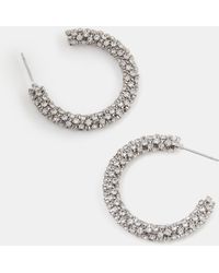 Accessorize - Chunky Diamanté Hoop Earrings - Lyst