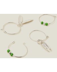 Accessorize - Green 2-pack Sterling Silver-plated Leaf Sleeper Hoops - Lyst