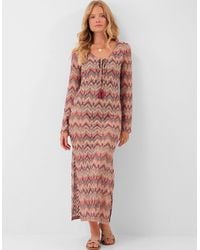 Accessorize - Long Sleeve Crochet Maxi Beach Dress - Lyst