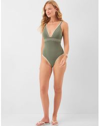 Accessorize - Embroidered Elastic Plunge Shaping Swimsuit - Lyst