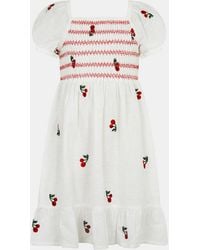 Accessorize - Little Girl's Midi Cotton Embroidered Puff Short Sleeve Square Neck Beach Cherry Girls Dress - Lyst