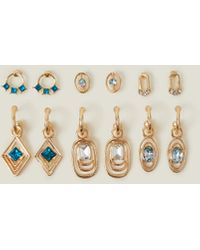 Accessorize - Women's Gold Pack Of 6 Gem Stud And Hoop Earrings - Lyst
