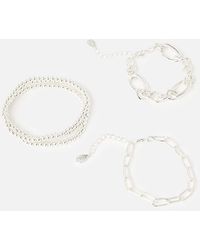 Accessorize - Women's Silver Steel Reconnected Chain Bracelet Set - Lyst