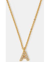 Accessorize - 14Ct-Plated Stone Initial Pendant Necklace - Lyst