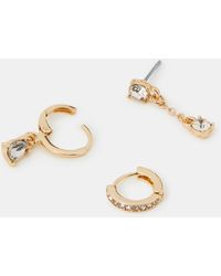 Accessorize - 3-Pack Gemstone Drop Hoop Earrings - Lyst