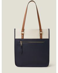 Accessorize - Women's Navy Blue And White Colour Block Tote Bag - Lyst