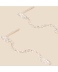 Accessorize - Women's 925 Sterling Silver Sparkle Chain Long Drop Earrings - Lyst