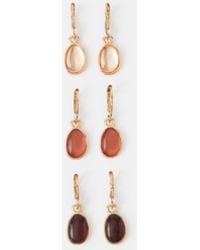 Accessorize - 3-Pack Stone Drop Hoop Earrings - Lyst