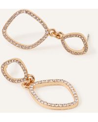 Accessorize - Women's Pave Oval Short Drop Earrings Gold - Lyst