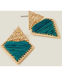 Accessorize - Women's Gold Diamond Drop Thread Earrings - Lyst
