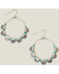 Accessorize - Women's Silver And Blue Semi Circle Hoop Earrings - Lyst