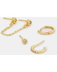 Accessorize - 4-Pack 14Ct-Plated Stud & Hoop Earrings - Lyst